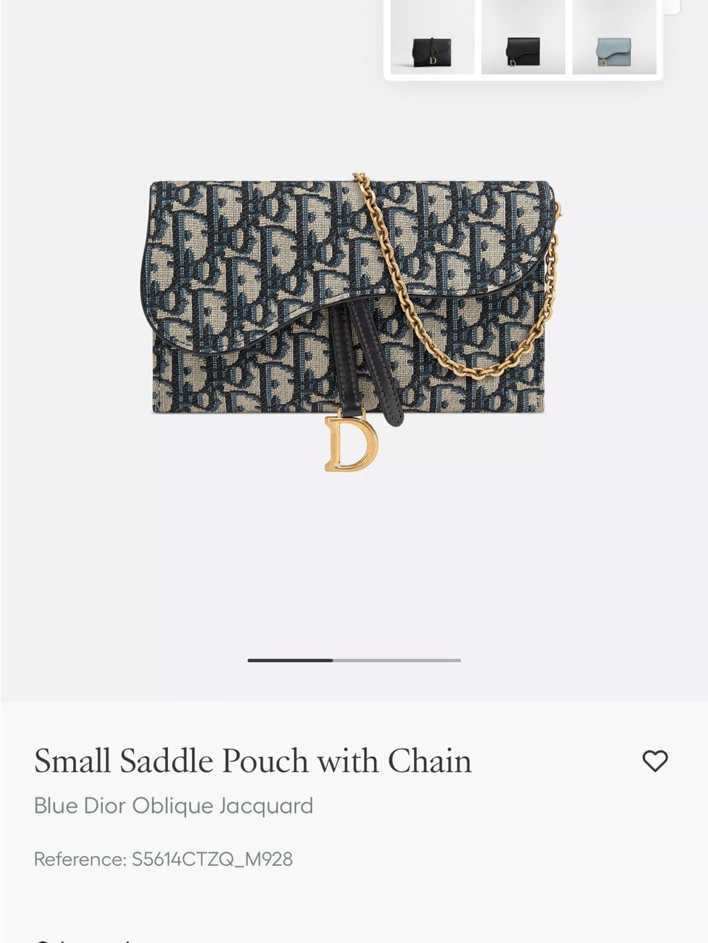 Dior Mini Saddle Pouch in Blue Oblique with Gold Chain